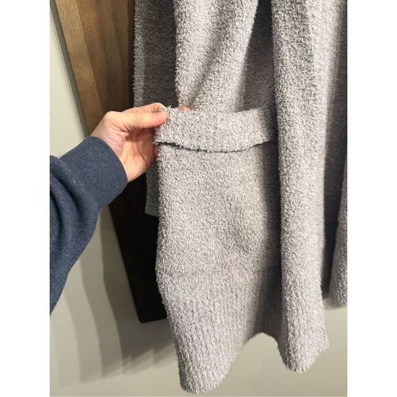 Barefoot Dreams Gray CozyChic Boucle Open Front Long Line Cali Cardigan Small - Picture 5 of 5